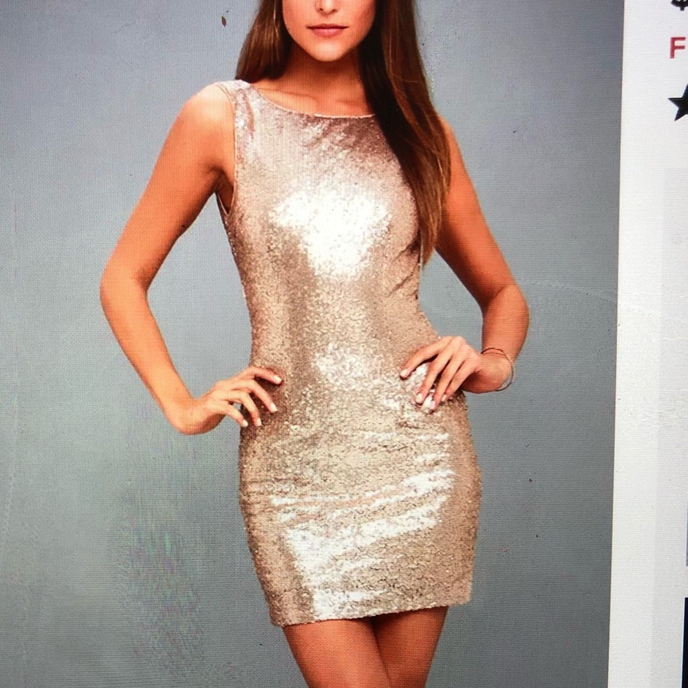 LULUs Shine time rose gold sequin dress